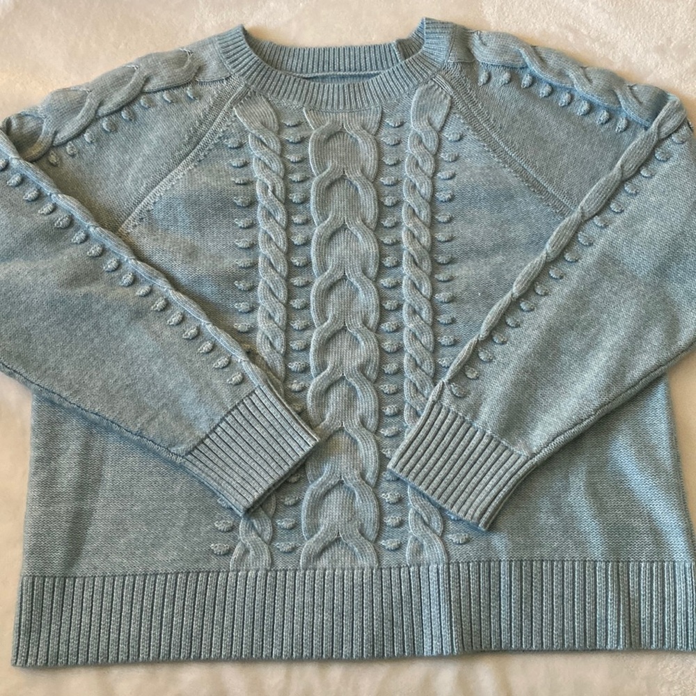 Loft blue bobble cable stitch sweater